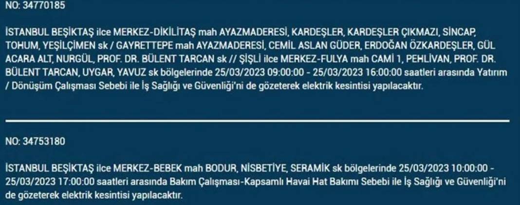 İstanbullular dikkat! Yarın bu ilçelerde elektrikler kesilecek 22
